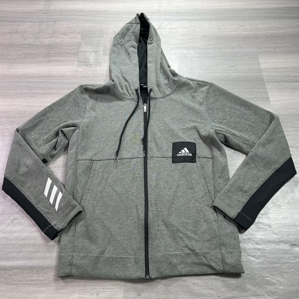 Adidas Hoodie‎ Mens Small Gray Full Zip AEROREADY Basketball Sweatshirt FS5334
